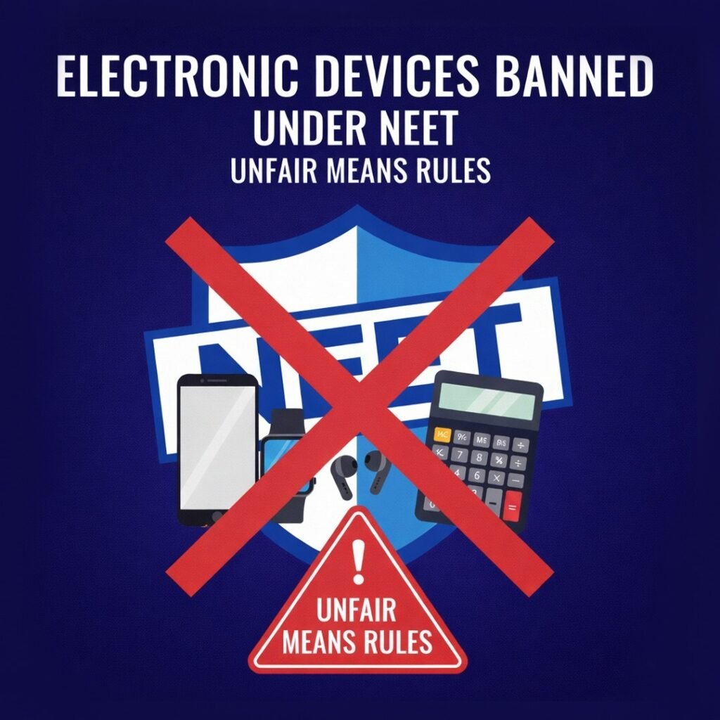 electronic devices banned under neet unfair means rules