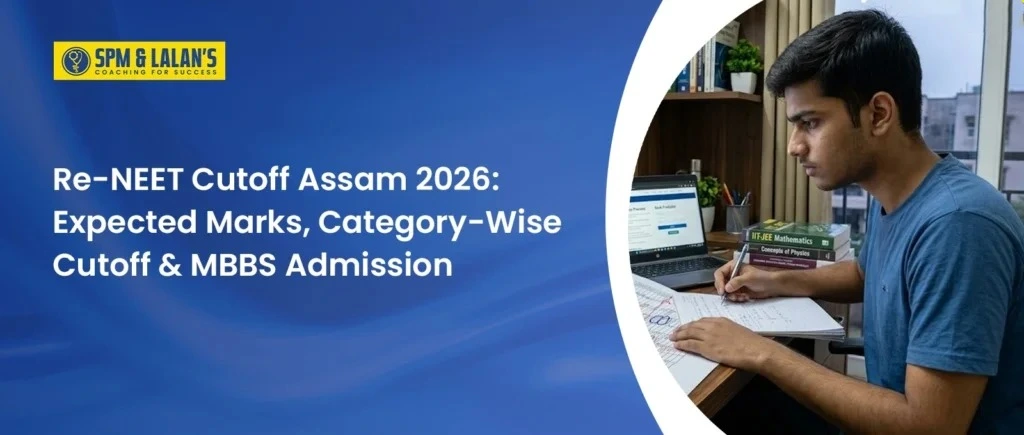 Re-NEET Cutoff Assam 2026 showing expected marks, category-wise cutoff, Assam State Quota MBBS admission details and medical college admission guidance for NEET aspirants.