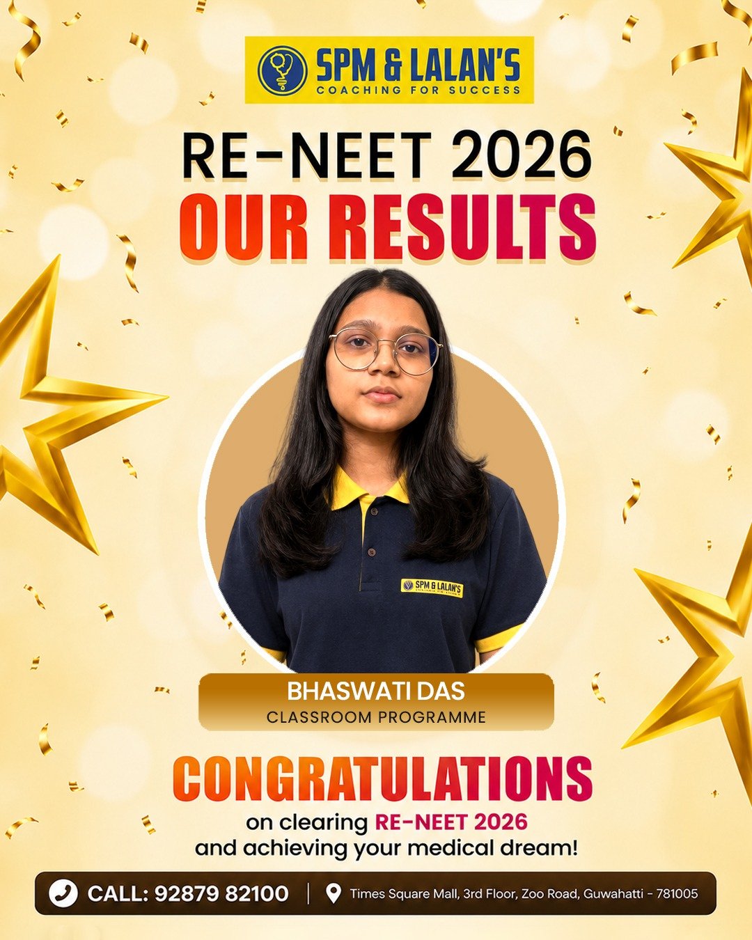 Bhaswati Das, NEET 2026 qualified student of SPM and Lalan's Coaching