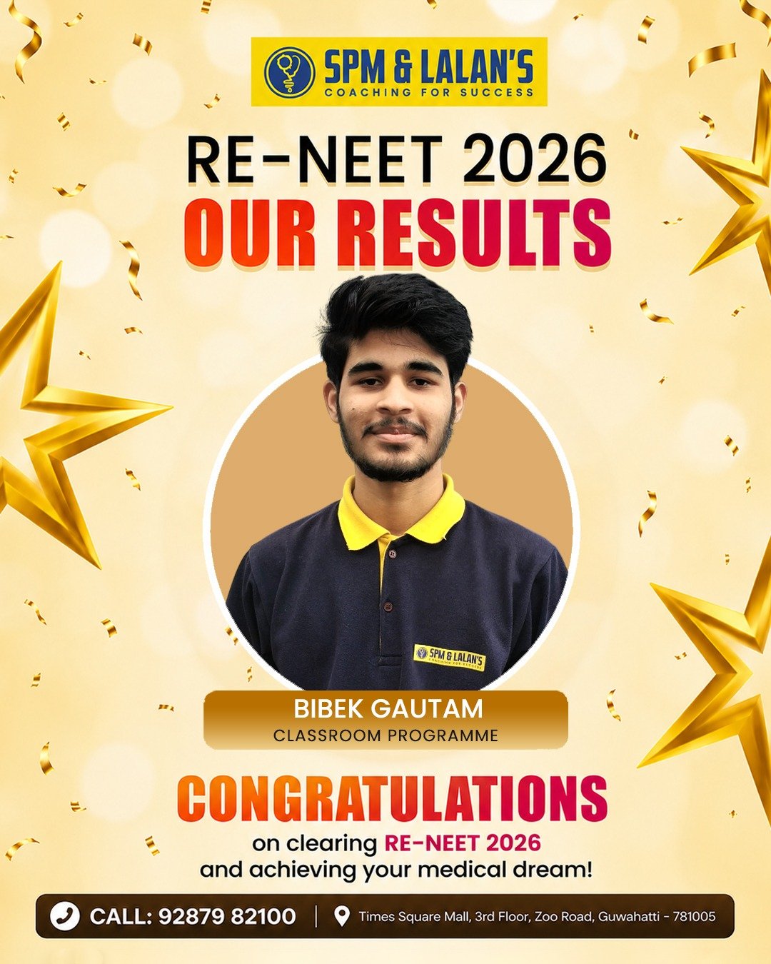 Bibek Gautam, NEET 2026 qualified student of SPM and Lalan's Coaching