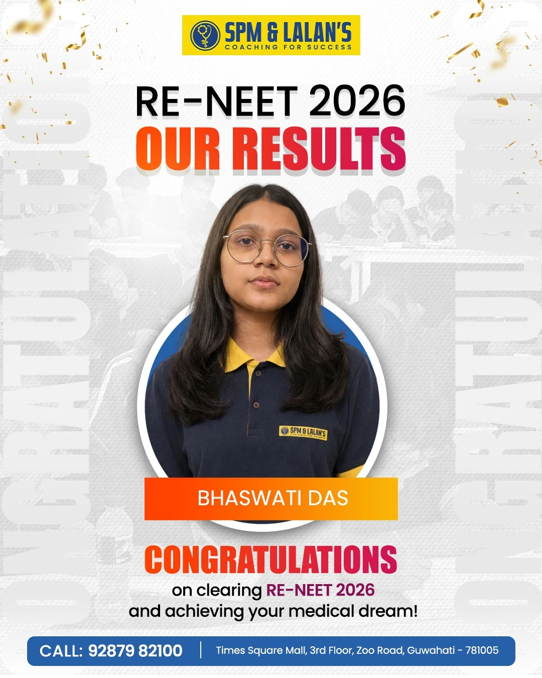 Bhaswati Das, NEET 2026 qualified student of SPM and Lalan's