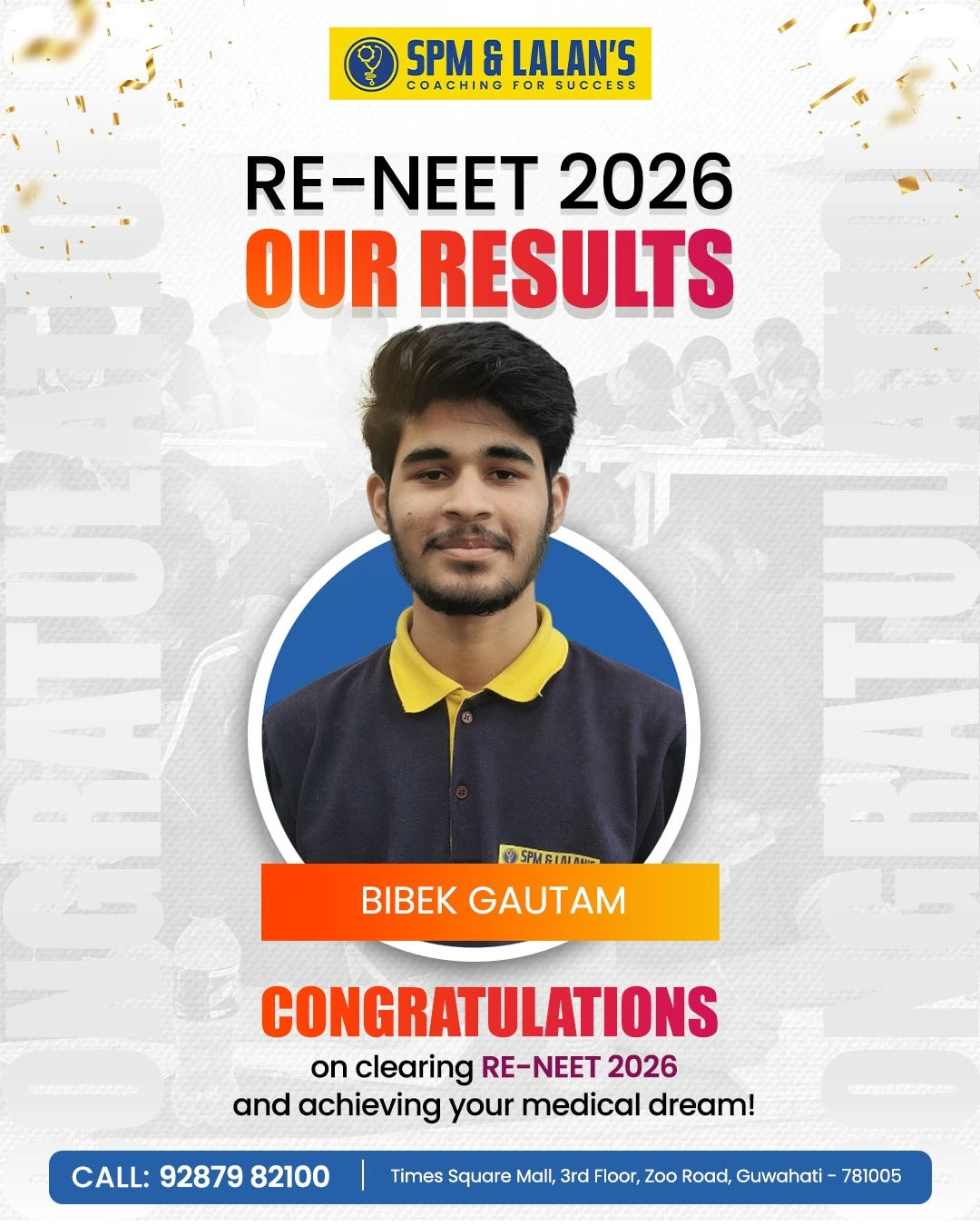Bibek Gautam, NEET 2026 qualified student of SPM and Lalan's