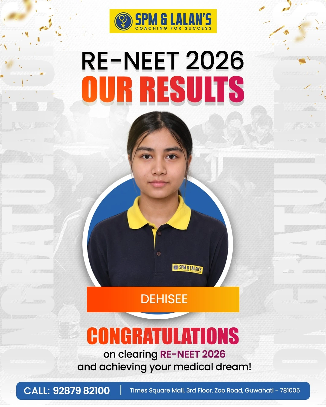 Dehisee, NEET 2026 qualified student of SPM and Lalan's