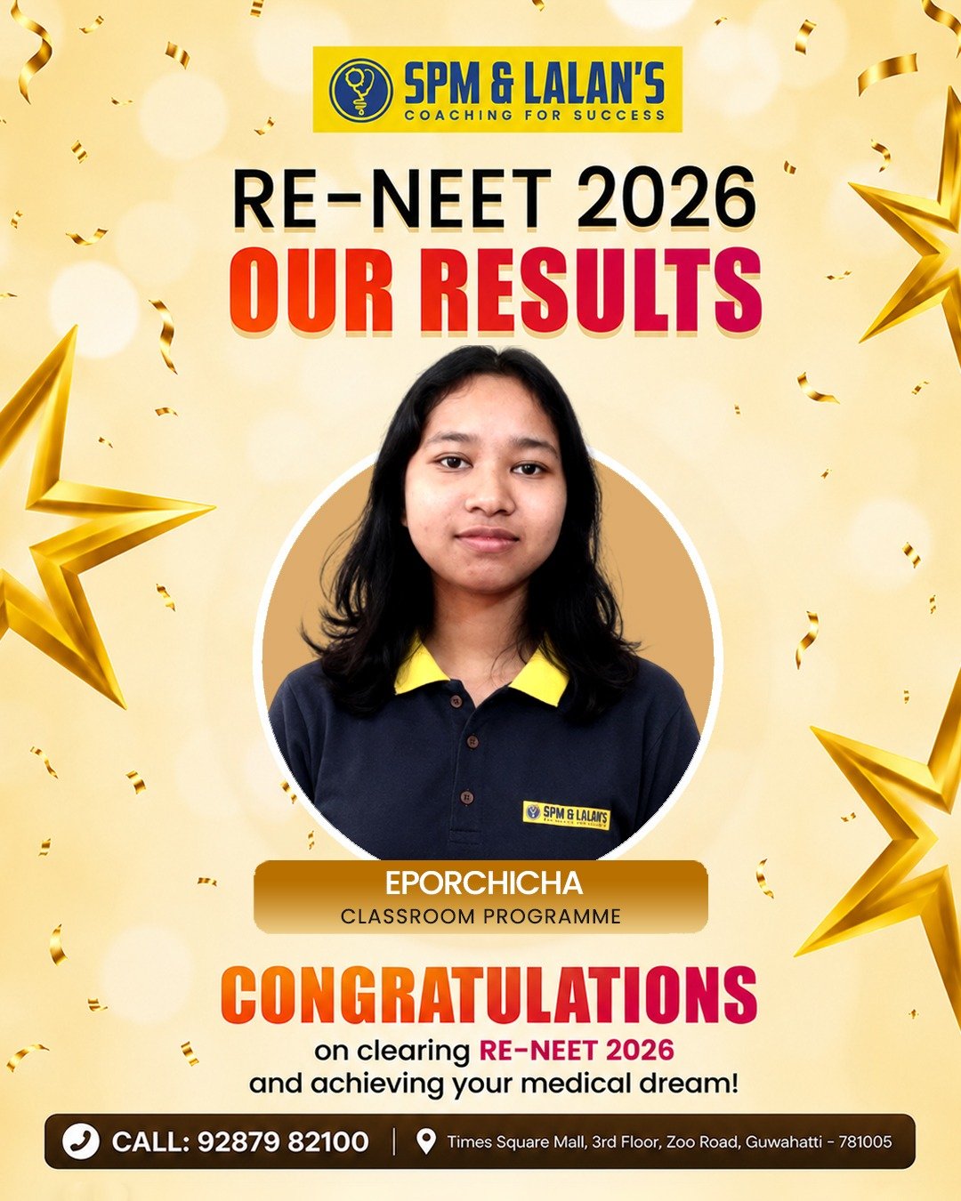 Eporchicha, NEET 2026 qualified student of SPM and Lalan's Coaching