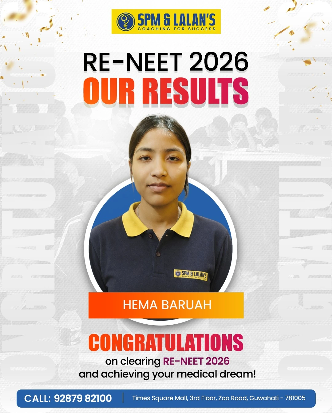 Hema Baruah, NEET 2026 qualified student of SPM and Lalan's