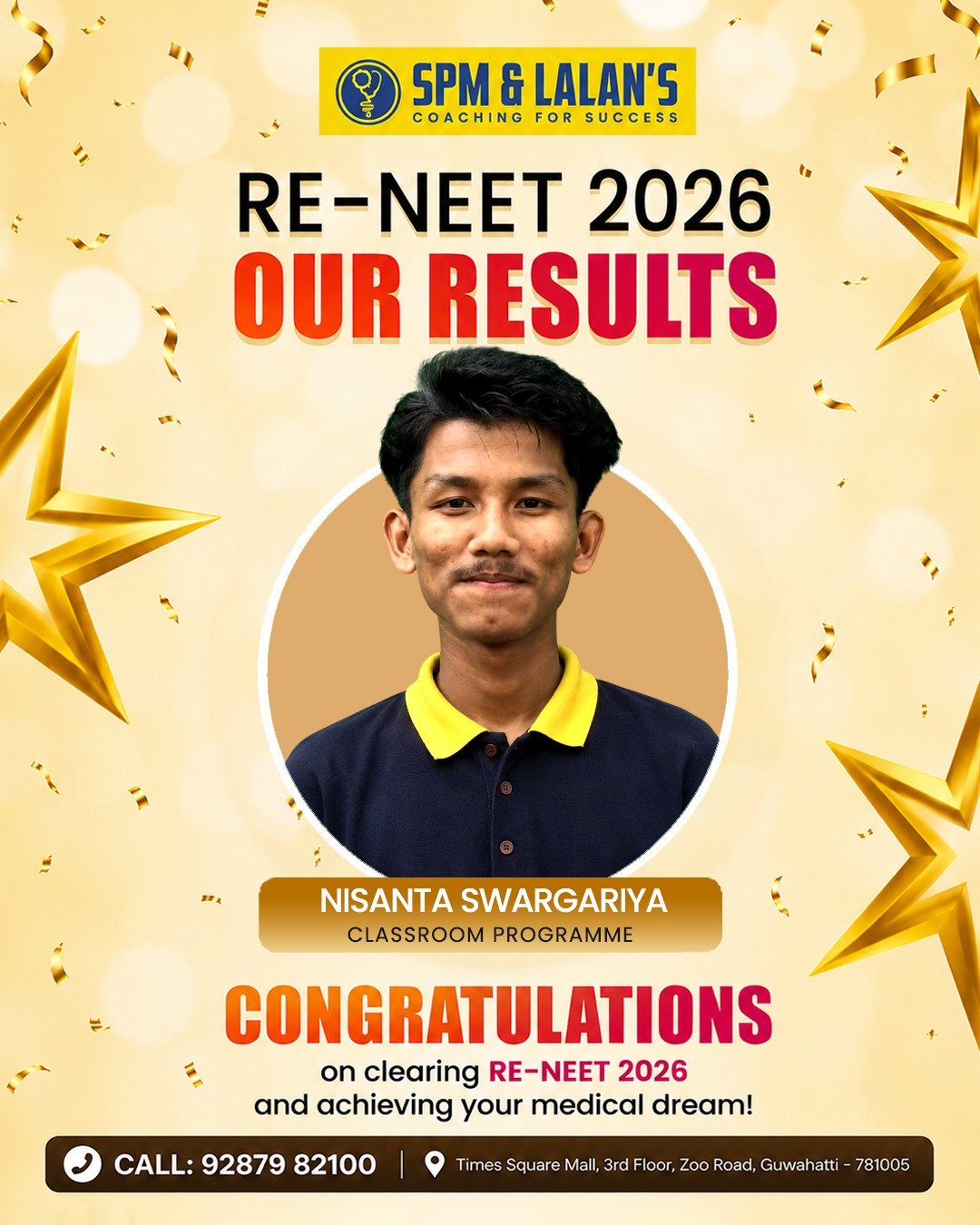 Nisanta Swargariya, NEET 2026 qualified student of SPM and Lalan's Coaching
