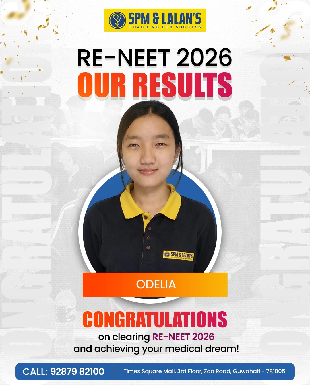 Odelia, NEET 2026 qualified student of SPM and Lalan's