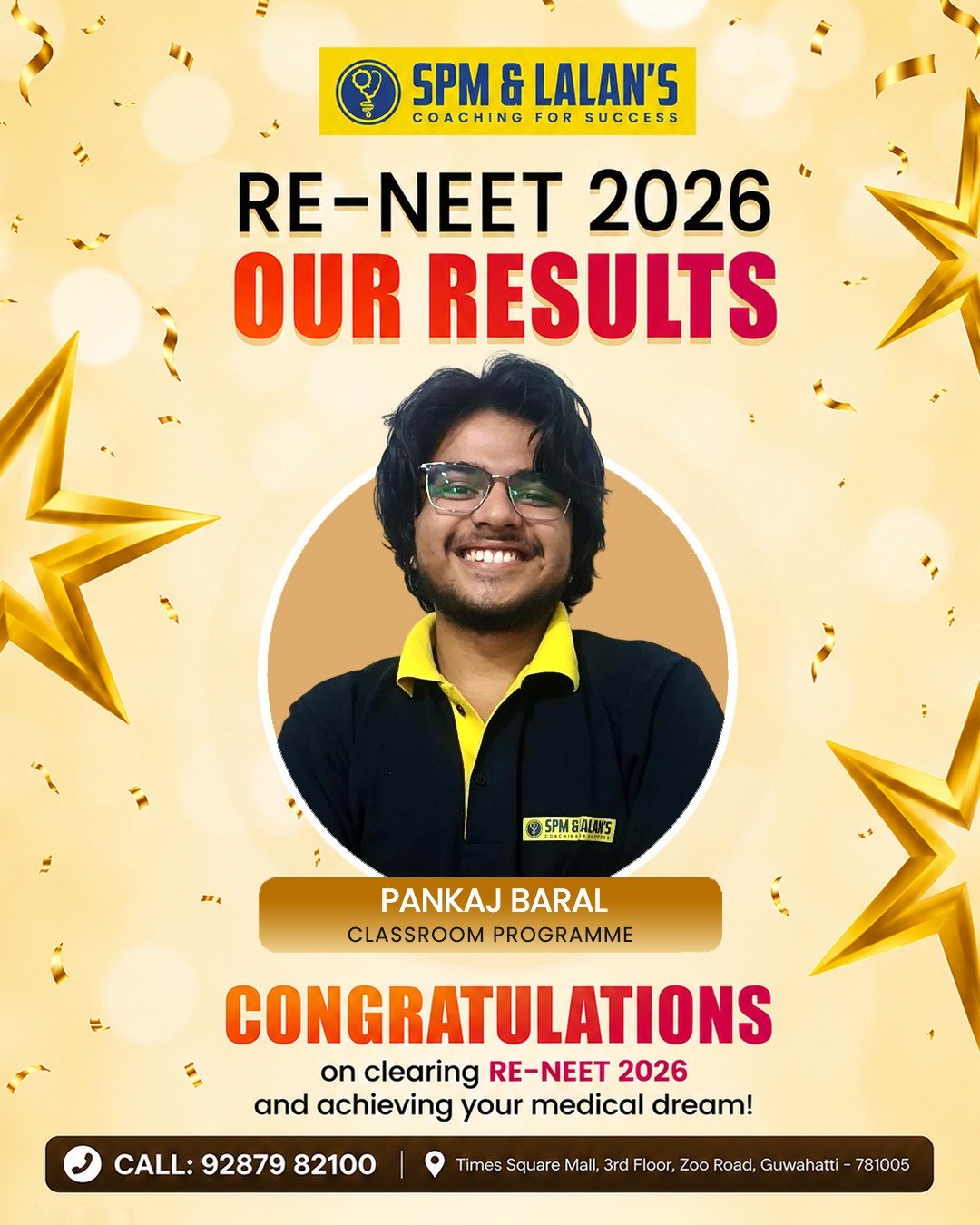 Pankaj Baral, NEET 2026 qualified student of SPM and Lalan's Coaching