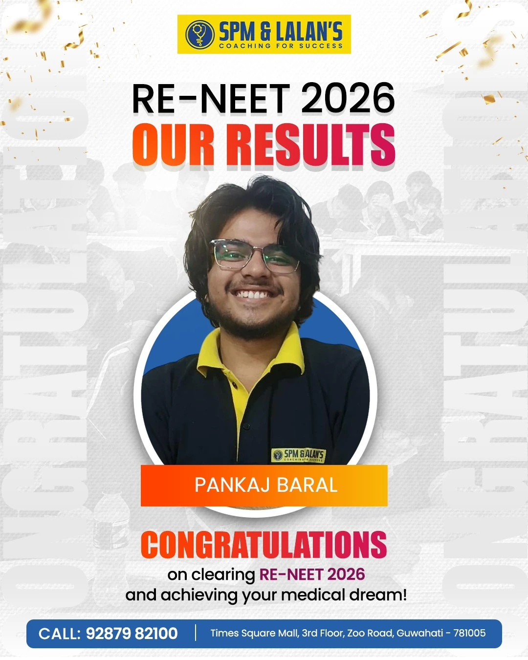 Pankaj Baral, NEET 2026 qualified student of SPM and Lalan's