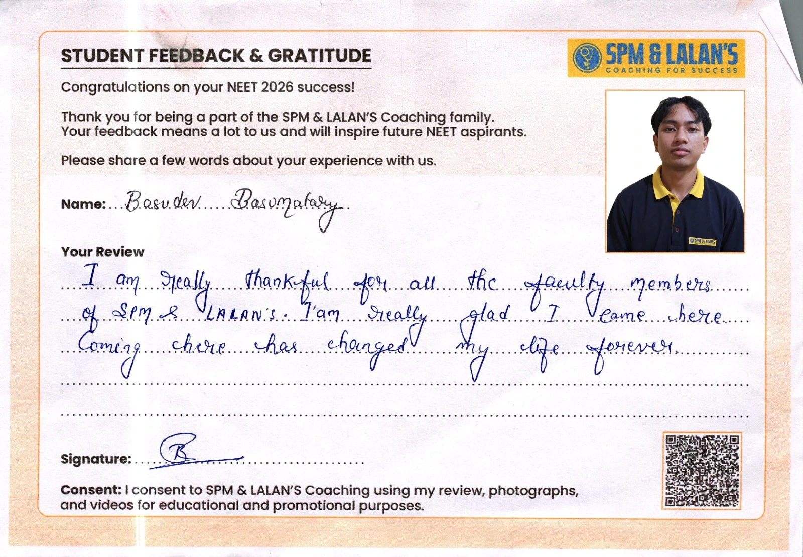 Handwritten review shared by an SPM and Lalan's Coaching student